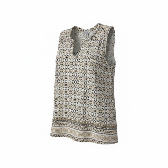 Tops - Lucky Brand XL Boho Tribal Print Knit Top Tassel Tie Neck Festival Bohemian